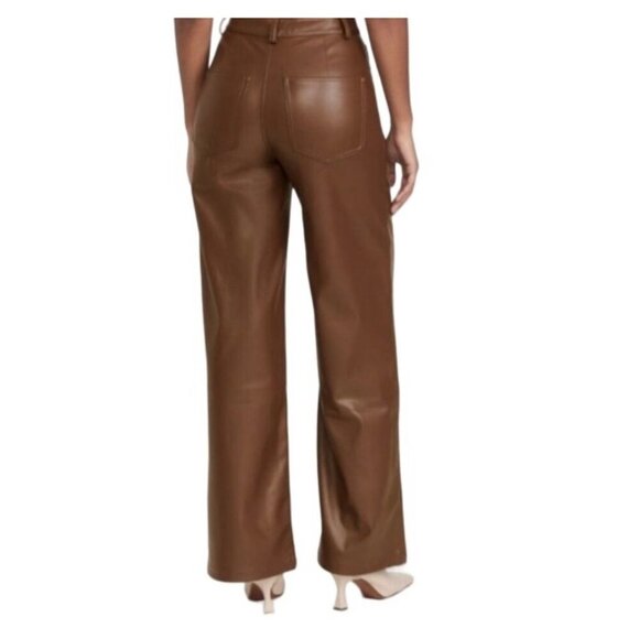 WeWoreWhat Vegan Leather High Rise Dad Jean Cocoa Brown Women's Size 30 - Picture 2 of 5